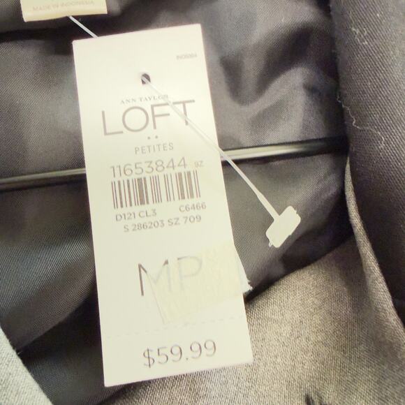 NWT LOFT Black Gray Summer Short Sleeve Button Down Shirt Blouse Blazer Size MP - Picture 4 of 7